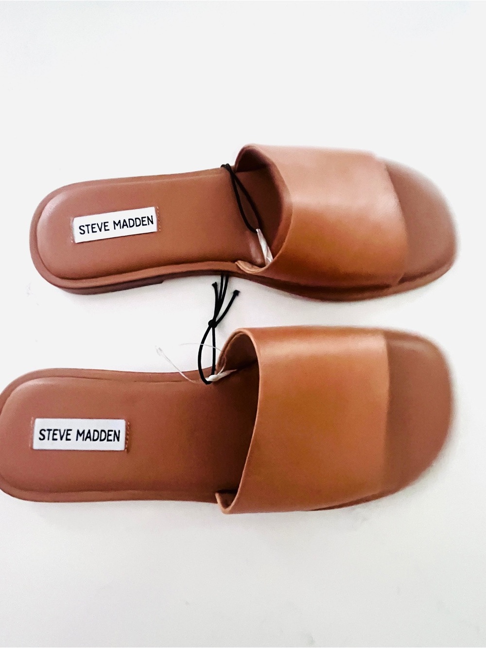 Steve Madden Cognac Wide-Band Slide Sandals NWOT